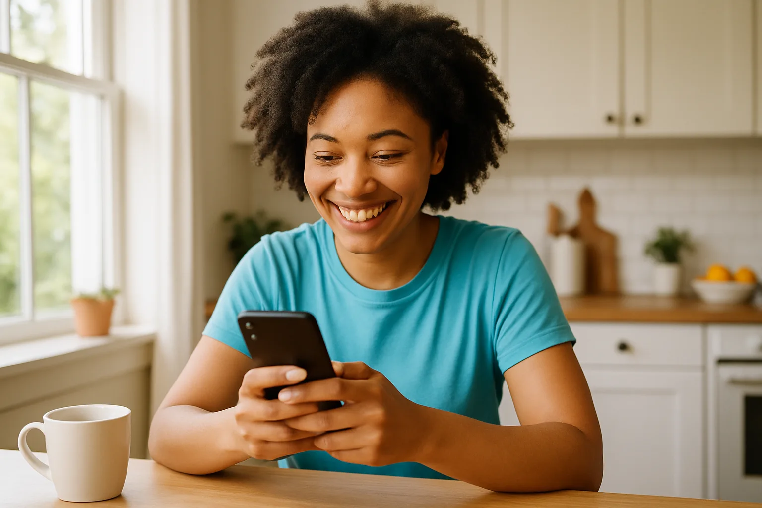 Person smiling while messaging on a smartphone — start dating in Wiltshire